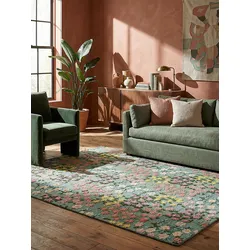 Wollteppich floral Grün-Bunt 160 x 230 cm - VALE   Kadima Design