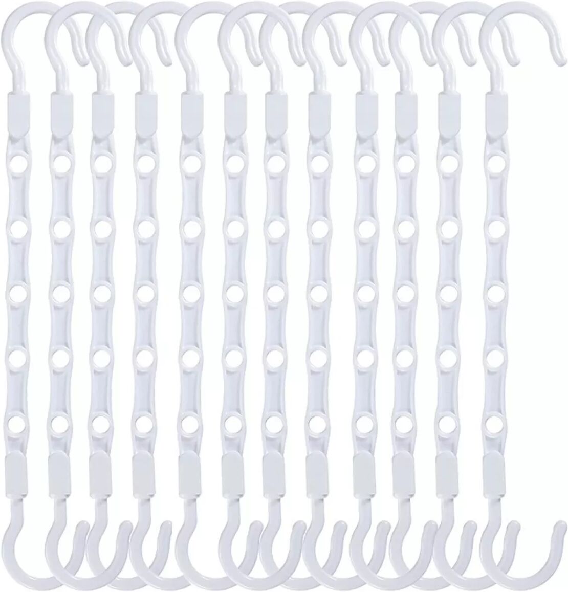 INF Platzsparende, drehbare, faltbare Kleiderbügel – 12er-Pack, Mehrfach-Loch-Kunststoffbügel Weiß