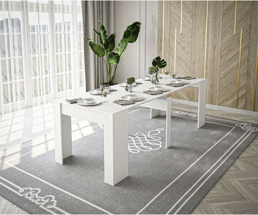 Ebern Designs Ellis-Jay Extendable Dining Table White