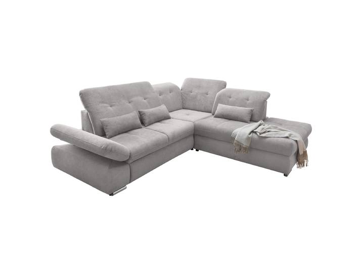 Ecksofa mit Ottomane & Funktion Grau Webstoff Jimin 280 x 86 x 254cm Ottomane davorstehend rechts mit Schlaffunktion Modern