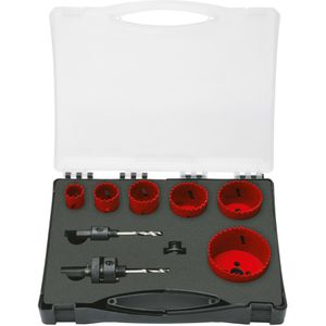Eventus Lochsäge 70604, 9-teilig, Ø 22 - 68mm, für Holz, Gips, Kunststoff, Metall