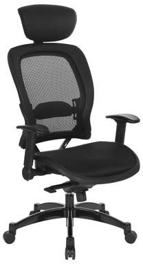 SPACE Seating OSP Black Breathable Mesh Chair with Flip Arms and Lumbar Support and Adjustable Height