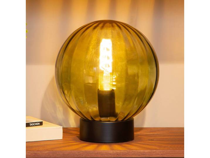 Lucide Tischlampe Monsaraz, grün, für Wohn- / Esszimmer, Glas