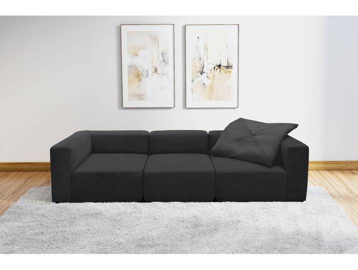 3-Sitzer HOME AFFAIRE Utvik bestehend aus 2 Eck- und 1 Mittelelement , grau (anthrazit), B:301cm H:69cm T:108cm, 95% Polyester, 5% Nylon, Sofas, 3-Sitzer, einzelne Module für individuelle Zusammenstellung