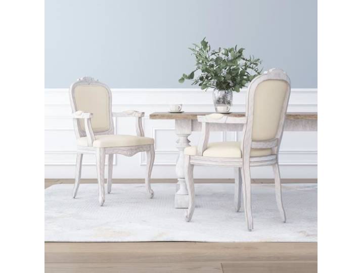 Chaises à manger beige - TBEST - HOP344464 - Bois massif - Tissu - Vintage