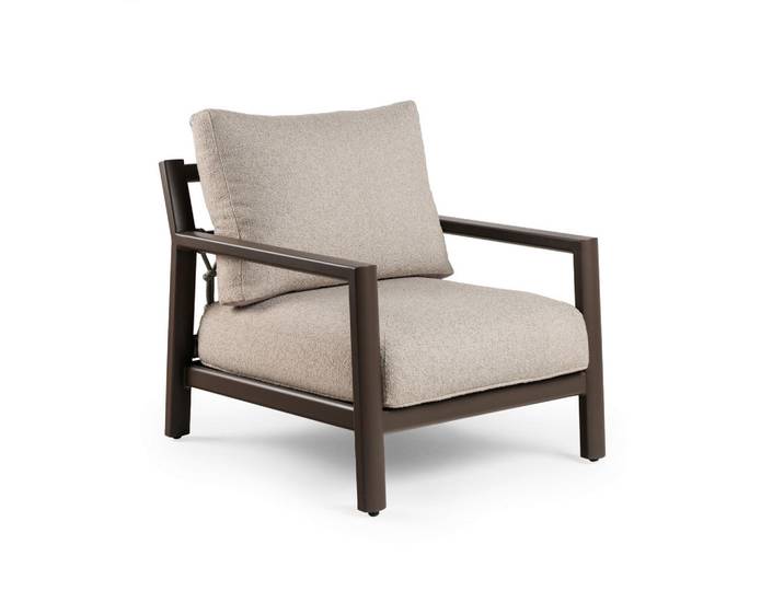 Tierra Outdoor Loungesessel, Braun, Creme, Metall, Textil, rund, 78x91x75 cm, wetterbeständig, lichtecht, Gartenmöbel, Loungemöbel, Lounge-Serien