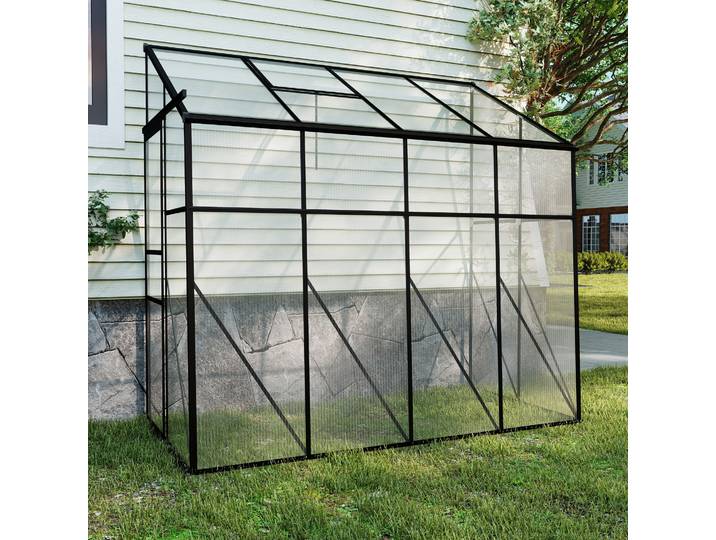 Outsunny Serre Adossée Polycarbonate 127x253x240cm Noir