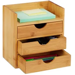 Relaxdays Schreibtisch Organizer mit 3 Schubladen Hellbraun