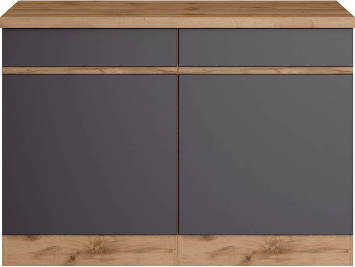 Unterschrank KOCHSTATION KS-Riesa , grau (matt grau), B:120cm H:86cm T:60cm, Holzwerkstoff, Schränke, Unterschrank, Breite 120 cm, MDF-Fronten