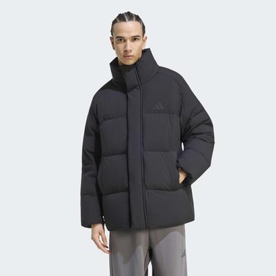 Outdoorjacke ADIDAS SPORTSWEAR "HELIONIC MID-LENGTH", Herren, Gr. L, schwarz, Obermaterial: 100% Polyester. Wattierung: 80% Entendaune, 20% Entenfeder, Jacken Outdoorjacke