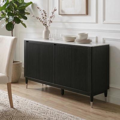 Furniture of America Kalor Modern Black and White Solid Wood Dining Server Cabinet