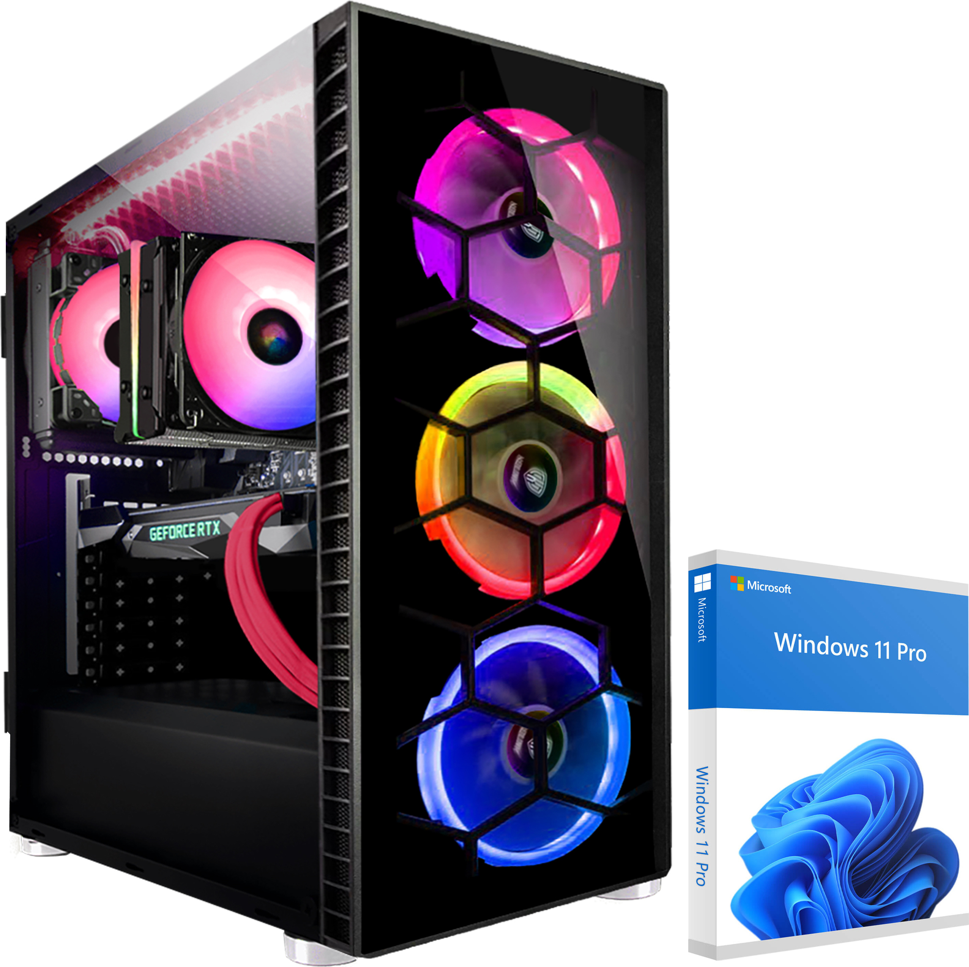 KRAFTPC High End Gaming-PC AMD Ryzen9 5950X - GeForce RTX5060 8GB - 1TB M.2 NVMe SSD - 32GB DDR4 - Win11 - WLAN - Gamer PC Desktop PC Gaming Computer