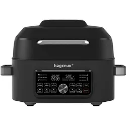 hagenuk Multi Heissluftgrill, 6 Liter, 1660 W, 120°-265°C, Fritteuse, Schwarz