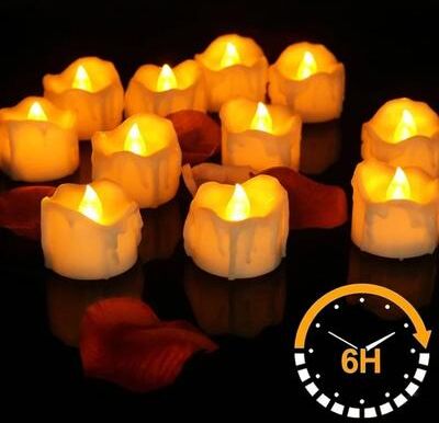 Uplift Treasures 12pcs Flameless LED Tea Lights With 6 Hour Timer b