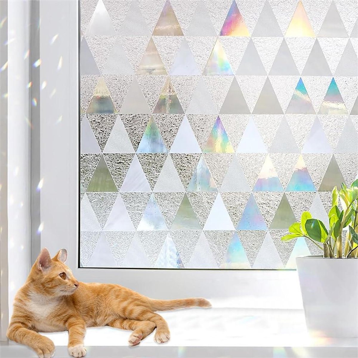 Raamfolie Regenboog Wit - 3D Privacy Glasfolie - 45 x 400 cm