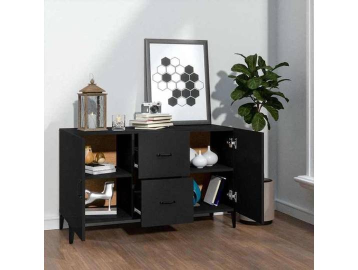 Noir Buffet & bahut contemporain，Buffet noir 100x36x60 cm bois d'ingénierie FR&20
