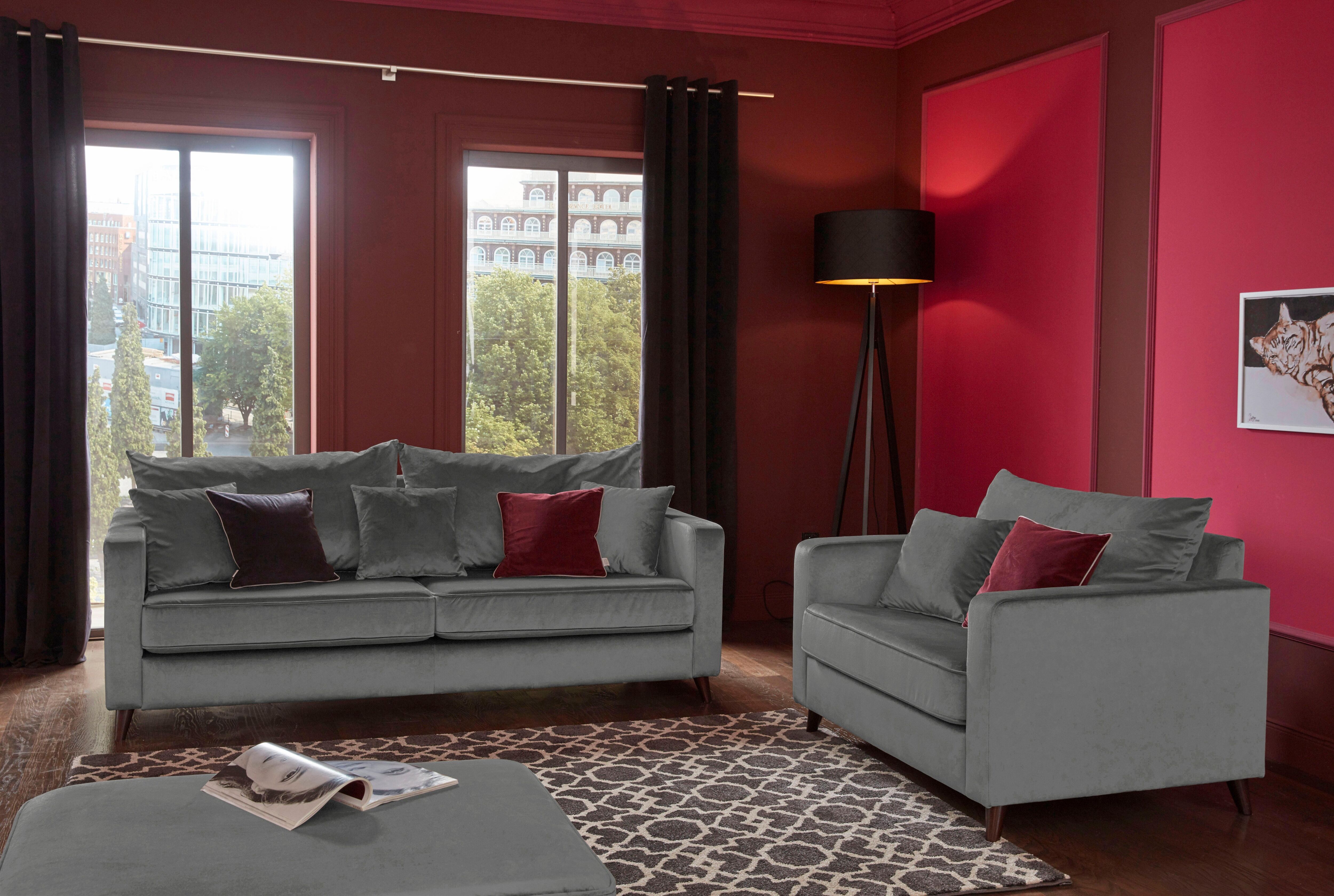 Hocker HOME AFFAIRE "Renesse", grau, B:91cm H:44cm T:71cm, Luxus-Microfaser ALTARA NUBUCK (100% Polyester);Samtvelours 100% Polyester, Hocker, Hocker