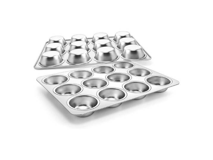 LuxusKollektion Muffinform Muffinform 2er Edelstahl 12er 35x27cm Muffinform x 2 Edelstahl, (1-tlg)