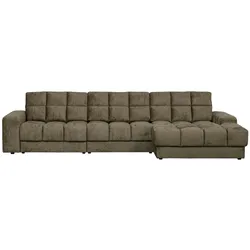 Ecksofa Chaiselongue Date aus Struktursamt, klassisch, grün Bonsai, rechts, gepolstert