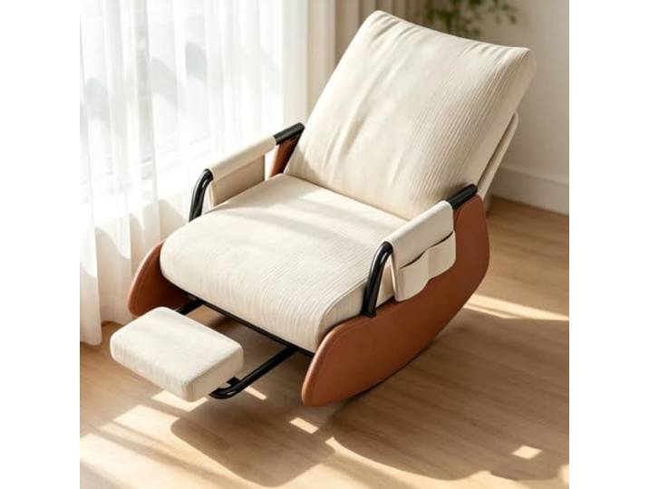 LCNDKF Relaxsessel mit Hocker – mit Breiter 60cm Sitzfläche Bequemer Schaukelsessel mit 60cm breiter Sitzfläche und platzsparender Beinauflage fürs Wohnzimmer.