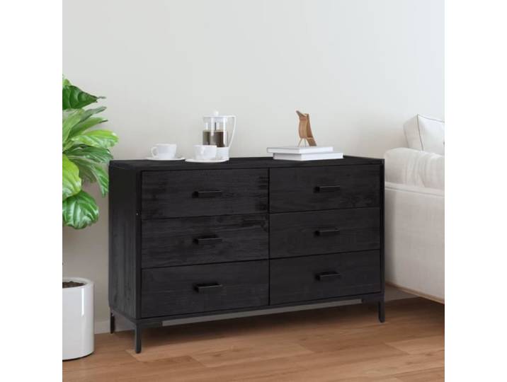Buffet bas - ALOMEJOR - LeDivil - Bois de pin massif recyclé - Vintage - 110x35x70 cm
