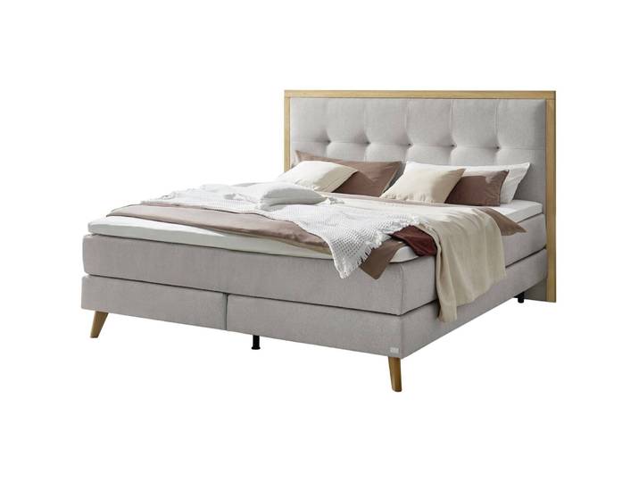 Hasena Boxspringbett Marisol Light Grey Stoff 200 x 200 cm - Boxspringbett