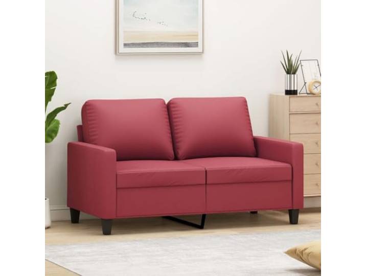 HEFZGDB Weinrotes 2-Sitzer-Sofa 120 cm Kunstleder Modernes Wohnzimmer Sofa Langlebiges Polstermöbel mit Metallgestell Bequeme Sitzfläche Schmutzabweisend Luxuriöses Design Stabiles