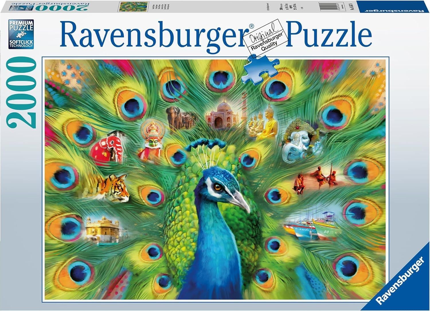 Ravensburger Puzzel Land van de Pauw, 2000 stukjes, Dieren, 14 jaar en ouder