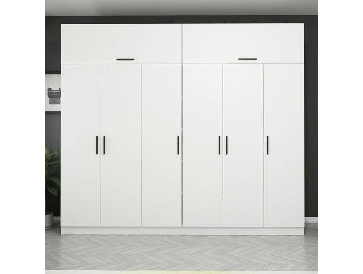 Armoire penderie blanche, 8 portes 3 portants BYRON