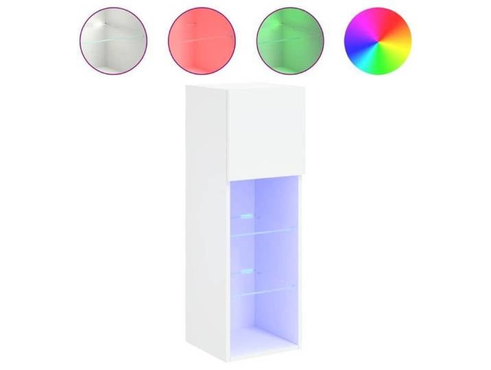 Promotion Févr Meuble TV - Avec lumière LED RVB - Pour salon - BANC TV - MEUBLE HIFI - blanc 30 5x30x90 cm FR91106430
