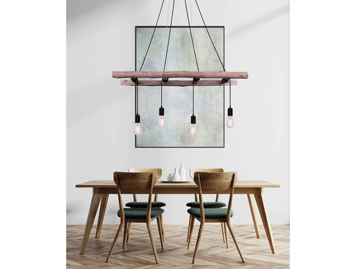 Pendelleuchte Irmgard I 30 x 192 x 115cm Braun Material: Metall Metallart: Eisen Oberfläche Holz: Lackiert Oberfläche Metall: Lackiert LED E27
