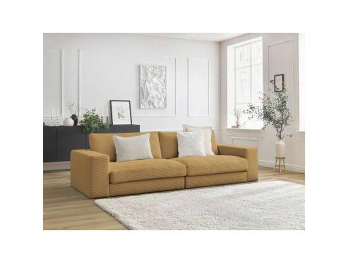 3-Sitzer-Sofa Leonard, Gelb, Kunststoff, 234x77x109 cm, Rücken echt, Wohnzimmer, Sofas & Couches, Sofas, 3-Sitzer Sofas