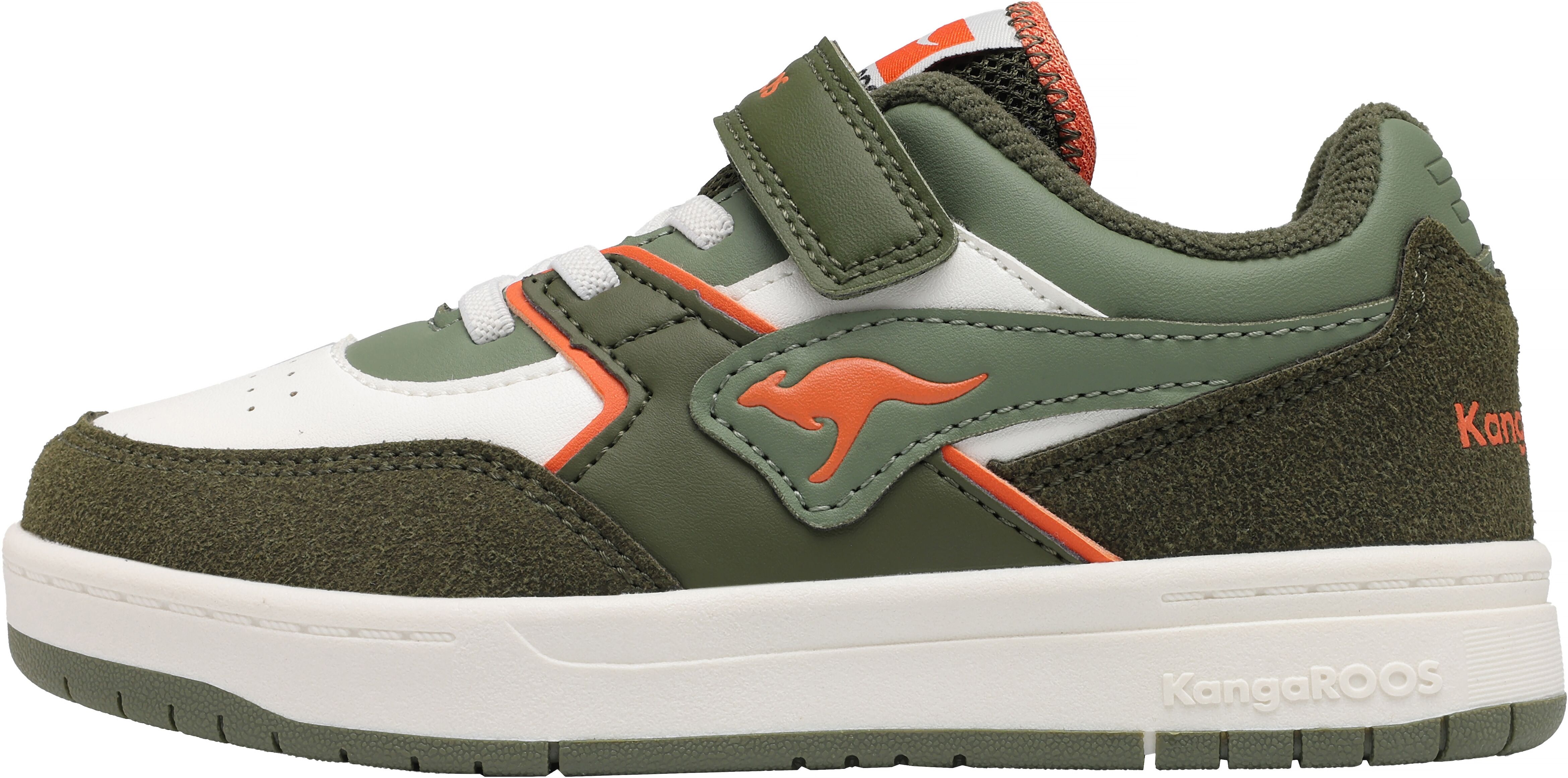 Sneaker KANGAROOS "K-CP BOUNDER EV", Jungen, Gr. 33, Textil, grün (military grün, flame), Synthetik, Schuhe Sneaker military grün, flame 33, Textil