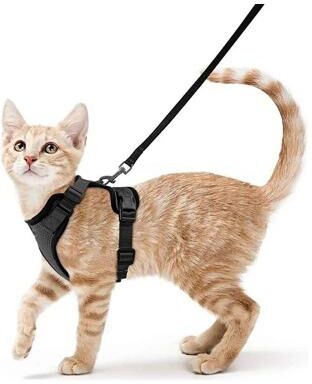 Inspire Select Escape Proof Adjustable Cat Harness & Leash Set Soft Vest Walking Harness For Safe Outdoor Adventures black s 8.816.5 Lb
