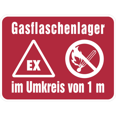 Hinweisschild, Gasflaschenlager - 400 x 300 x 0.6 mm Aluminium geprägt
