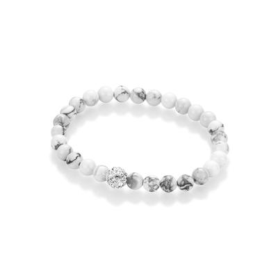 Armband FIRETTI "Schmuck Geschenk Armschmuck Armkette Edelstein Farbstein Kristall", grau (weiß, grau, weiß), Armbänder, Damen, 17cm, Materialmix, Armband, mit Kristallstein (synth.), Howlith