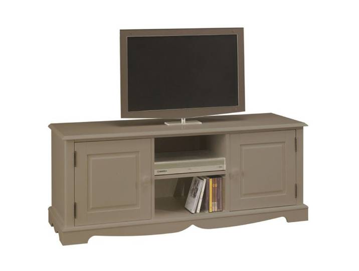 Meuble TV Hifi Taupe 2 Portes 2 Niches