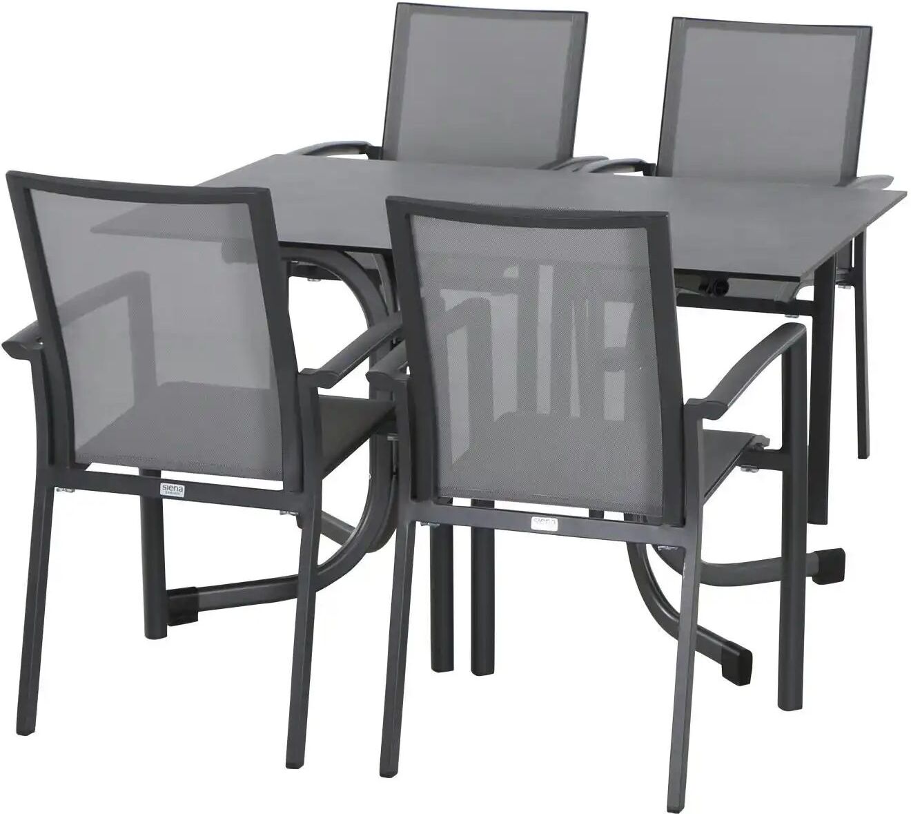 Siena Garden Gartenmöbel 5er-Set  Velia ¦ grau ¦ Maße (cm): B: 90 H: 89