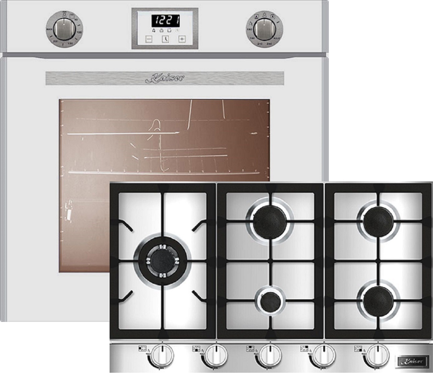 Herd Set/ Kaiser EG 6374 w/ Gas Backofen Einbaubackofen + KG 9357 Gaskochfeld