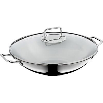 Wok WMF "Macao, Ø 36 cm, Wokpfanne mit Glasdeckel, induktionsgeeignet", silber (edelstahlfarben, transparent), Ø:36cm, Pfannen, Wok, für alle gängigen Herdarten geeignet, spülmaschinengeeignet