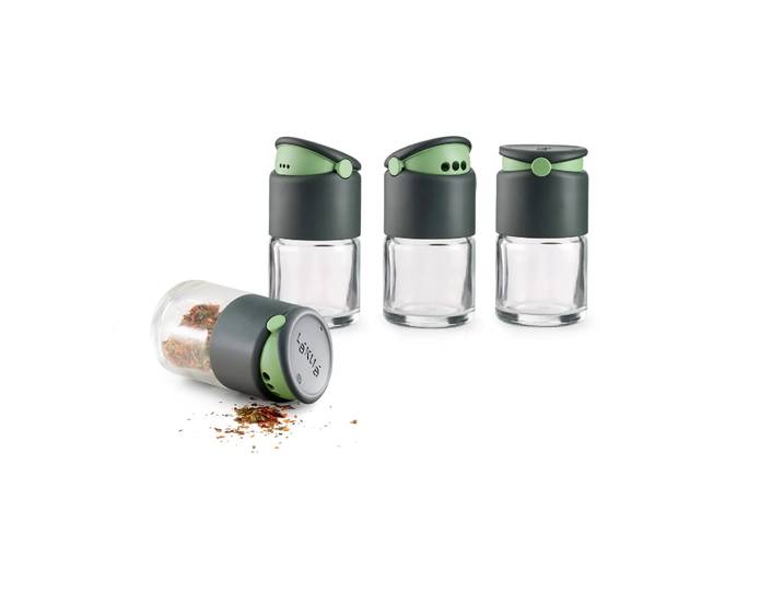 Lékué Boîte à épices avec couvercle doseur Lékué lot de 4 Gris