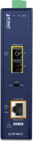 Planet Technology Industrial Media Converter IGTP-802T PoE+ 550m