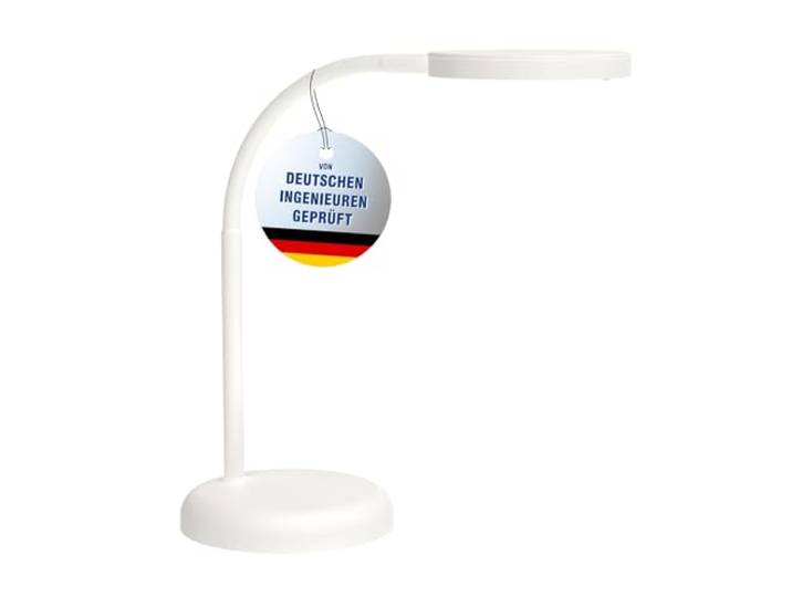 MAUL LED Tischlampe weiß MAULjoy schwenkbar stabil fürs Büro flexibel ausrichtbarer Arm, angenehmes Warmlicht, stabiler Standfuß, austauschbare Lichtquelle, kompakt für Schreibtisch