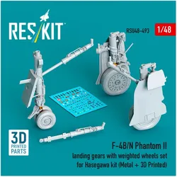 ResKit F-4B/N Phantom II landing gear with weighted wheels set (Metal + 3D Printed) for Hasegawa