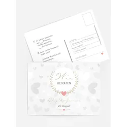 Antwortkarten Hochzeit selbst gestalten mit Spruch und Fotos im Onlinedesigner bei Meine-Kartenmanufaktur.de