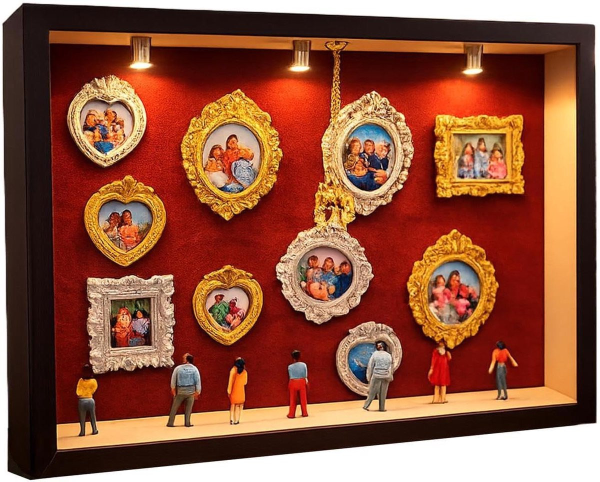 Miniatuur Museum Lijsten Displaydozen met LED-verlichting - Rood - 22,7 x 31,4 cm