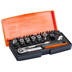 Bahco, Steckschlüssel + Stecknuss, Steckschl.- Satz SL24, 1/4" (10 mm, 4 mm, 5 mm, 6 mm, 7 mm, 8 mm)