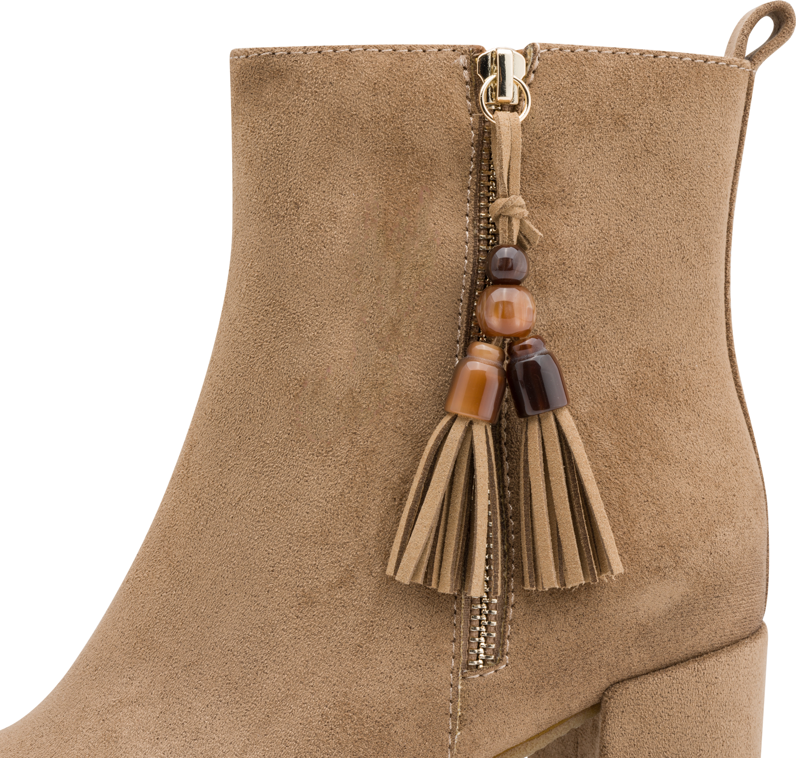Stiefelette MARCO TOZZI, Damen, Gr. 37, Textil, beige, Veloursleder, unifarben, used, Schuhe Stiefelette, Cowboy-Boots, Ankle Boots mit Kordel-Schmuckelement