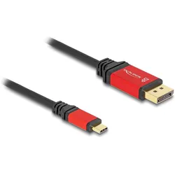 Delock USB C — DisplayPort (1 m), Videokabel, Rot, Schwarz