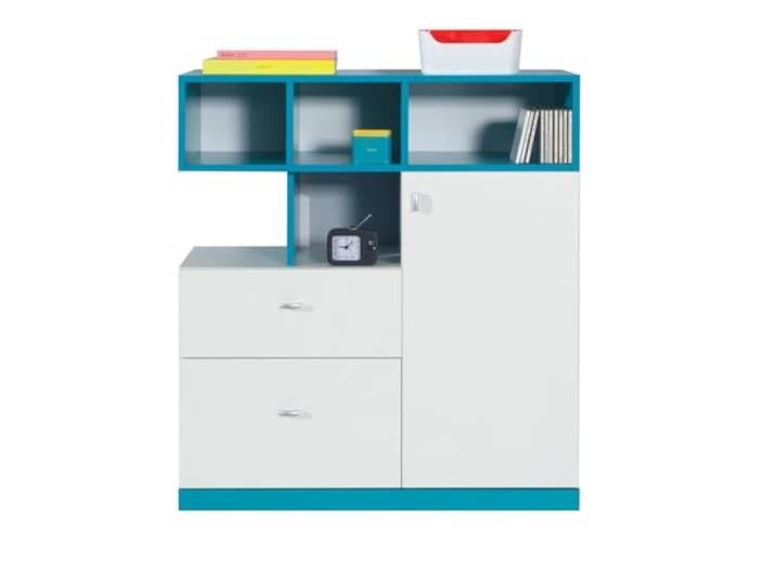Lomadox Kinderzimmer Jugendzimmer Schrank Kommode Sideboard modern in weiß mit türkis